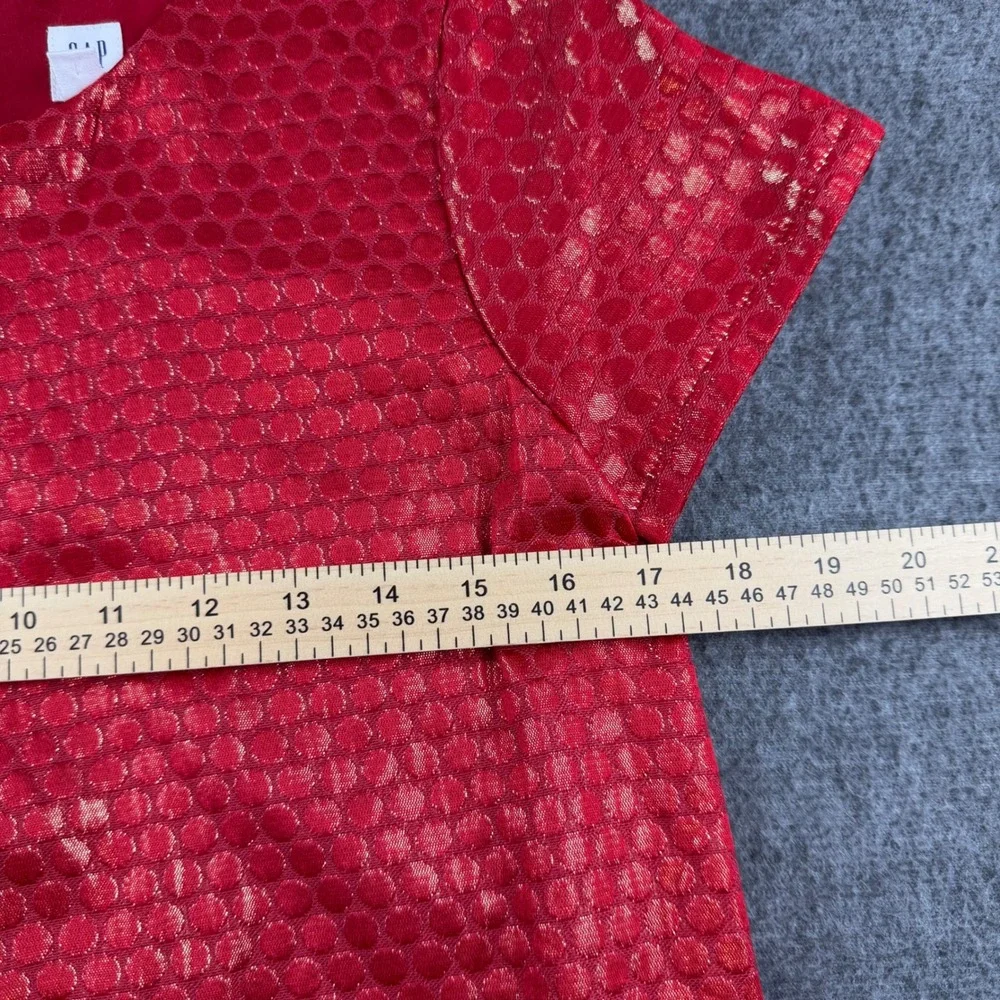 Gap Kids Dress Girls XXL 14-16 Red Gold Metallic Textured Dot Short Sleeve Shift